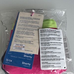 🔥Thinx Kids Underwear - Hibiscus and Lime Sz 13-14 New